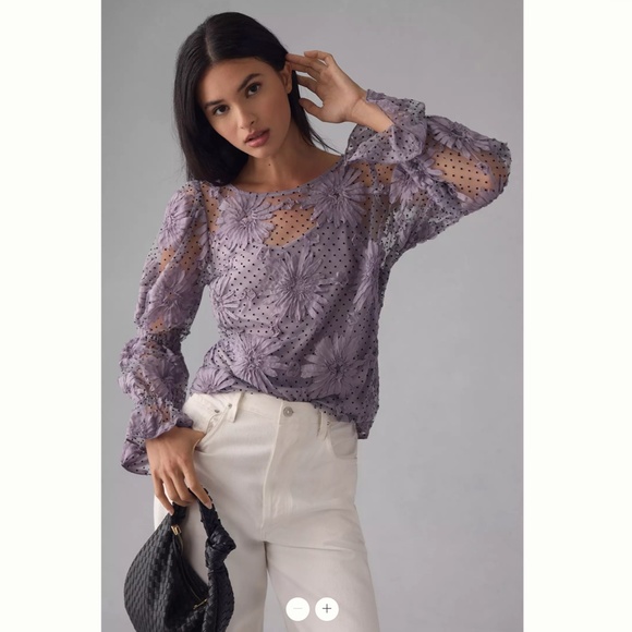 Anthropologie Eva Franco Lace Floral Blouse - Picture 1 of 5